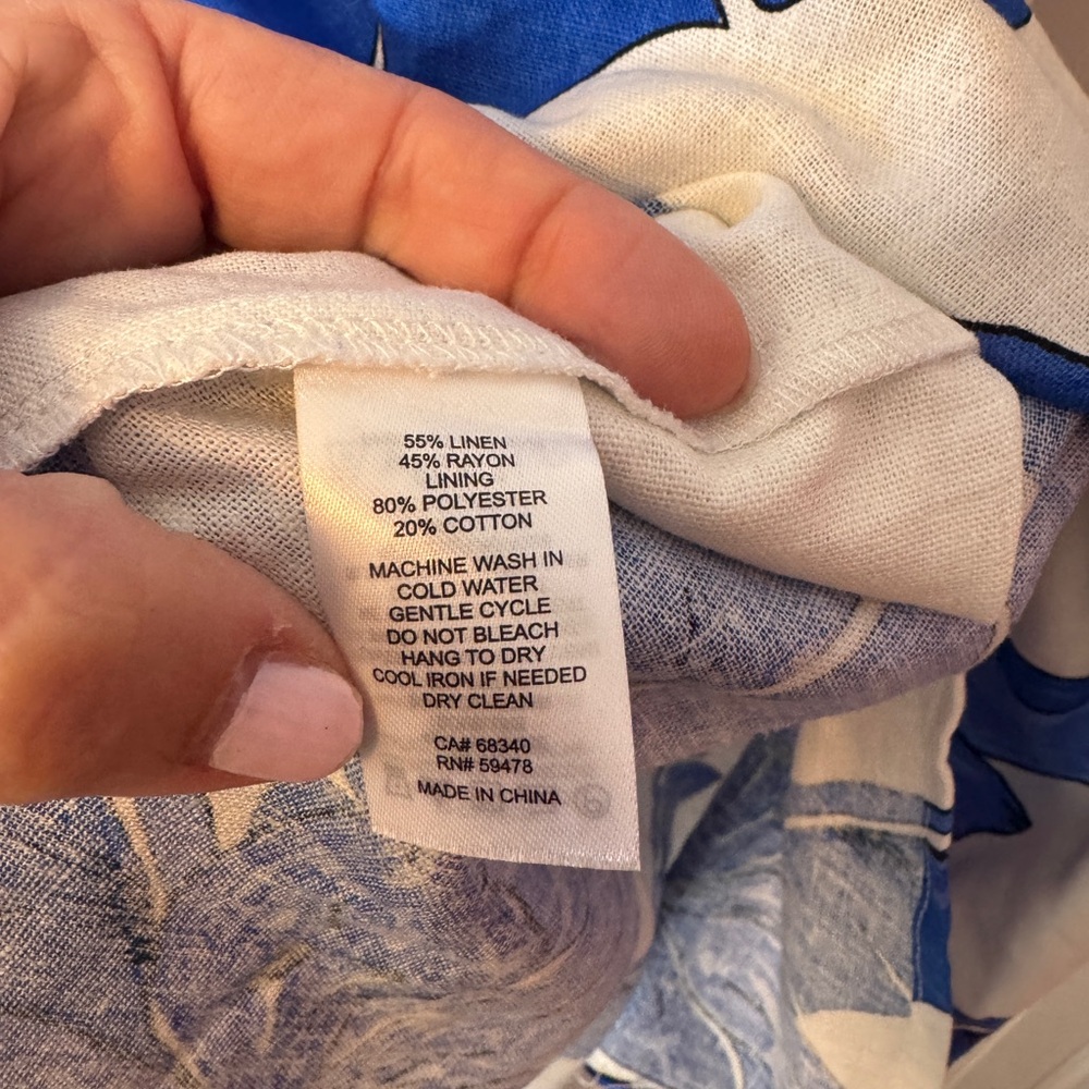 NWT Calypso St. Barth Blue and White Botanical Midi Dress - Picture 4 of 6